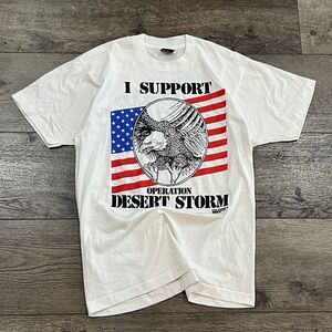 Vintage 1991 Desert Storm T33 Shirt Made in USA Eagle Screen Stars Single Stitch